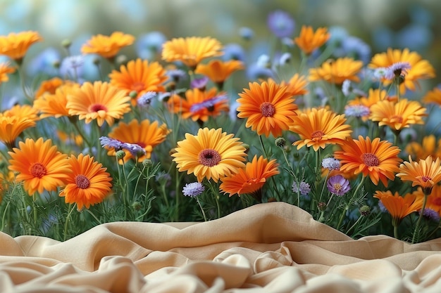 fiori estivi su tessuto di cotone per la fotografia professionale di sfondo