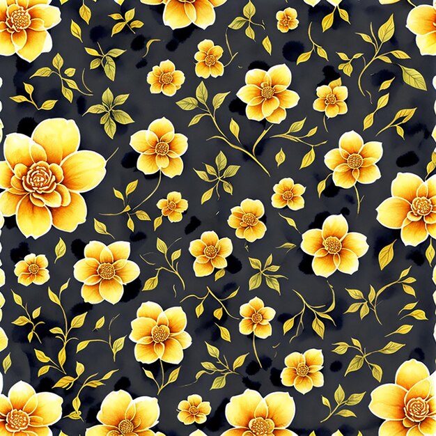 fiori gialli acquerello disegni senza cuciture