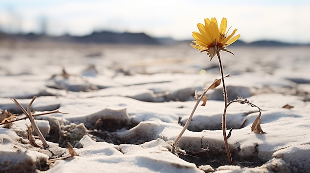 Fiori gialli fiori sterili paesaggio invernale segnali di rinascita AI generato