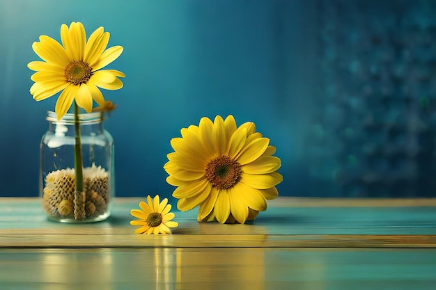 fiori gialli in un vaso di vetro su un tavolo