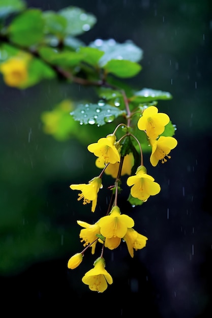 Fiori gialli sotto la pioggia