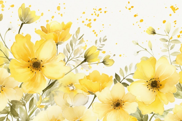 Fiori gialli su una splendida tela ad acquerello