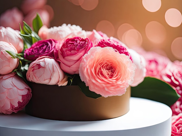 Fiori in confezione regalo rotonda di lusso Bouquet ai generativa