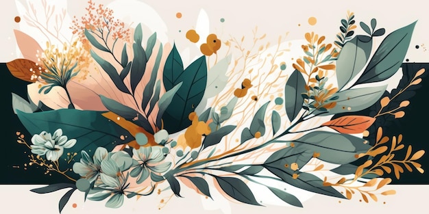 Fiori in stile acquerello Bella immagine dell'illustrazione IA generativa