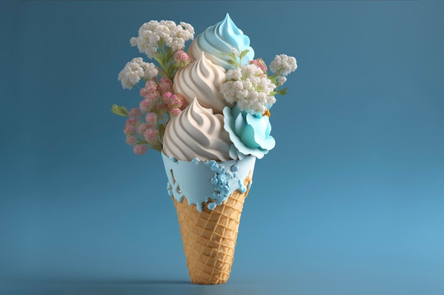 Fiori nel cono gelato