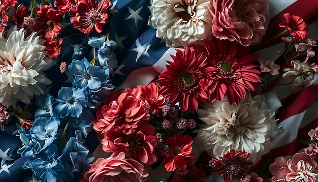 fiori patriottici con la bandiera americana mese della storia nera