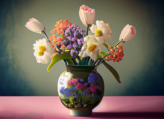 Fiori primaverili in vaso Illustrazione