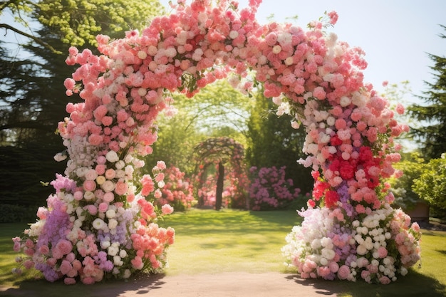 Fiori profumati di primavera a spirale ad arco Generate Ai