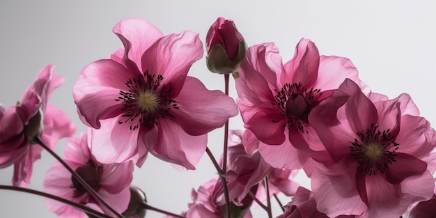 Fiori rosa davanti a uno sfondo bianco