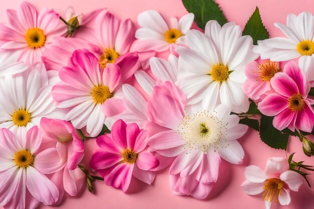 Fiori rosa e bianchi su sfondo rosa