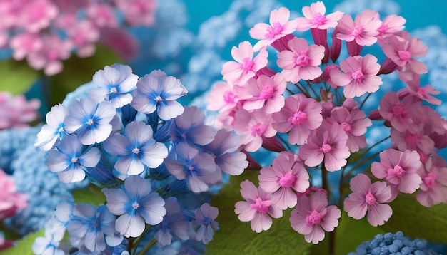 Fiori rosa e blu Verbena da vicino
