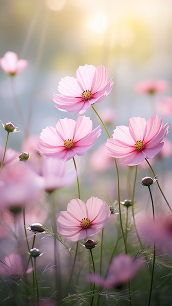 Fiori rosa in un campo