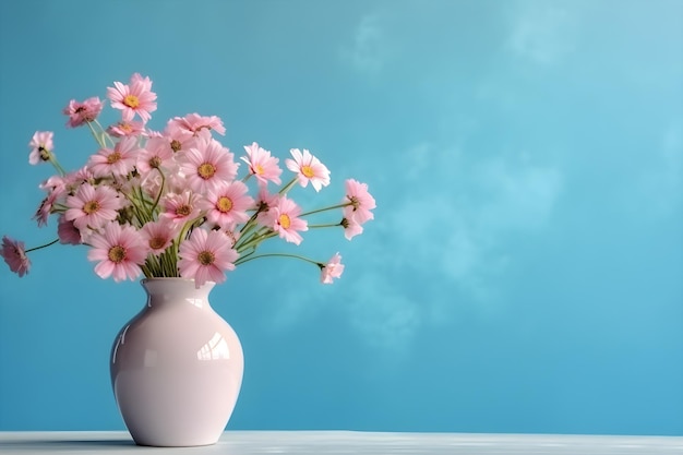 Fiori rosa in un vaso su un tavolo