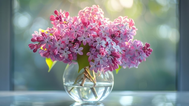 Fiori rosa in vaso su tavola