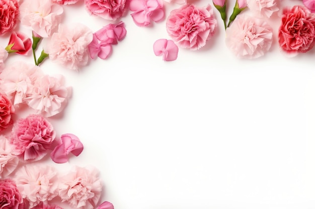 fiori rosa su bianco con copia spazio