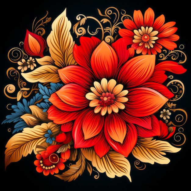 fiori rossi e blu su sfondo nero