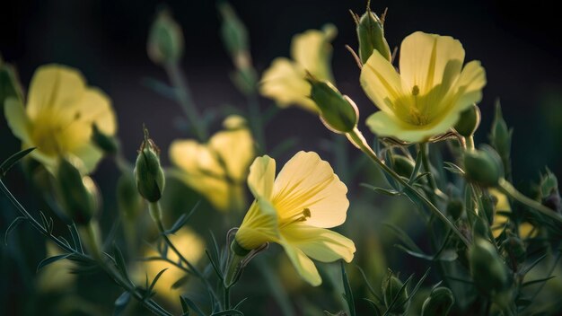 Fiori Selvatici Enotera Sfondo Fiori Pianta Generativa AI