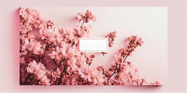 Fiori su sfondo rosa con copyspace