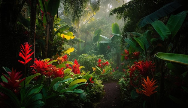 Fiori tropicali colorati in primo piano