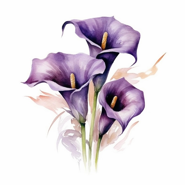 fiori viola con gocce d'acqua su di loro contro uno sfondo scuro generativo ai