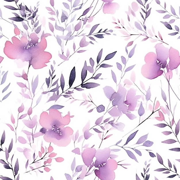 Fiori viola e grigi su uno sfondo bianco