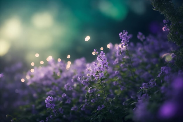 Fiori viola nel giardino con tono vintage di sfondo bokeh