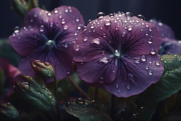 Fiori viola sotto la pioggia
