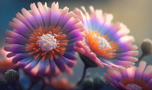 Fioriture delicate e sognanti che galleggiano in un'atmosfera nebbiosa