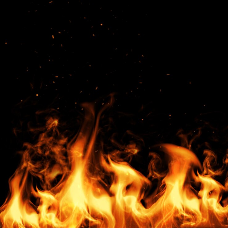 Fire and spark with black. 3D illustration.