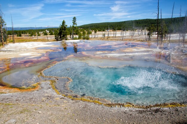 Firehole Spring Eruption on Firehole Lake Drive nel Parco Nazionale di Yellowstone