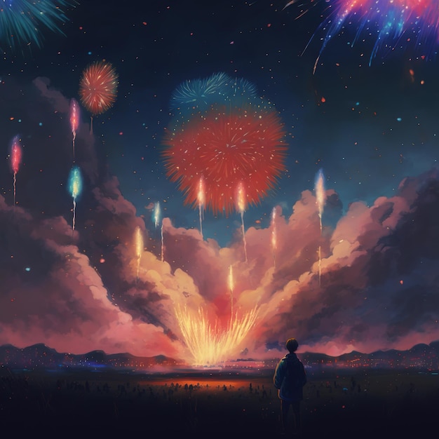 Fireworks diwali banner AI render