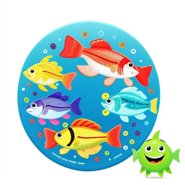 Fish 2D Flat Illustration TShirt Design Continuate a nuotare