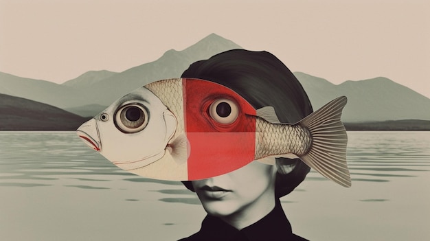 Fish Art collage contemporaneo surrealismo