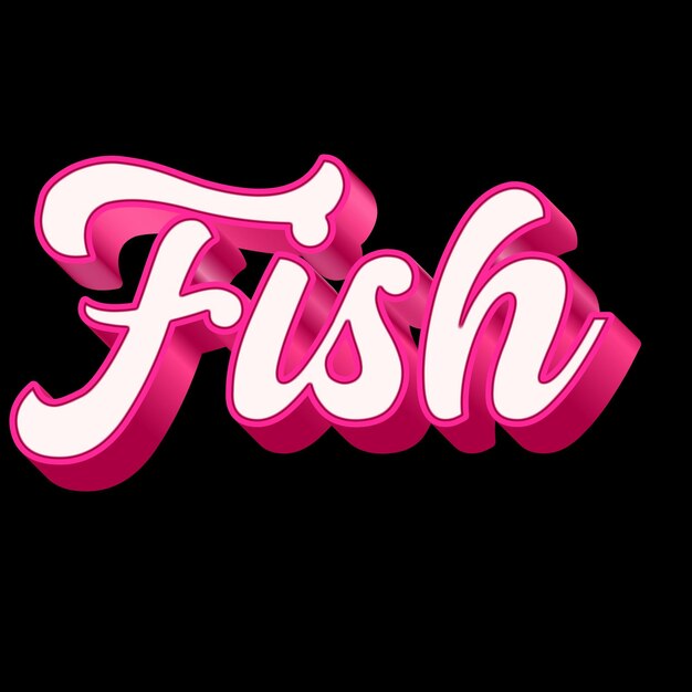 Fish Typography Design 3D Rosa Nero Bianco Fotografia di sfondo JPG