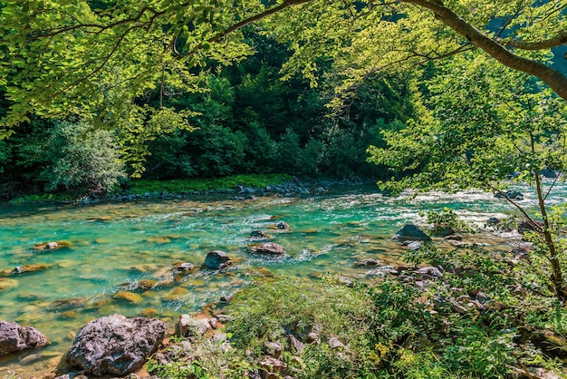 Fiume di montagna turchese