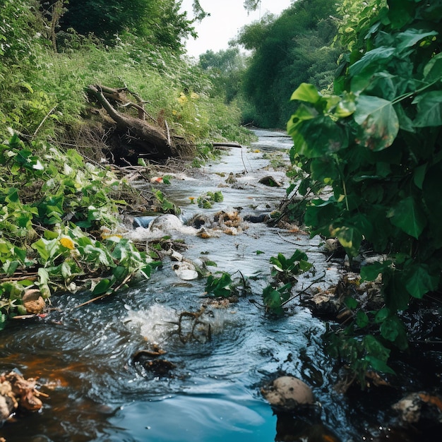 fiume inquinato a causa dello scarico di sudore