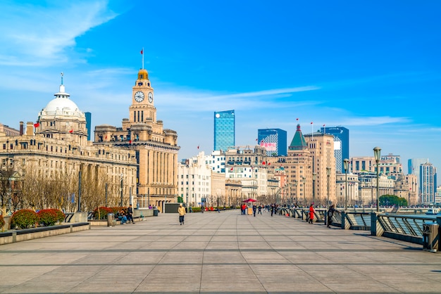 Fiumi e vecchi edifici nel Bund, Shanghai