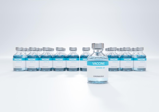 Flacone di vaccino isolato su sfondo bianco 3d'illustrazione