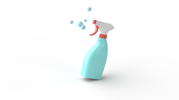 Flacone spray e bolla su sfondo bianco 3d'illustrazione