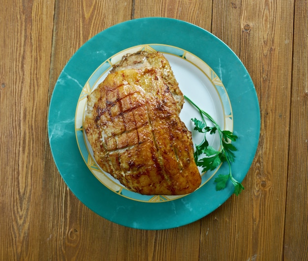 Flaeskesteg Danish Roast Pork with Crackling for Christmas