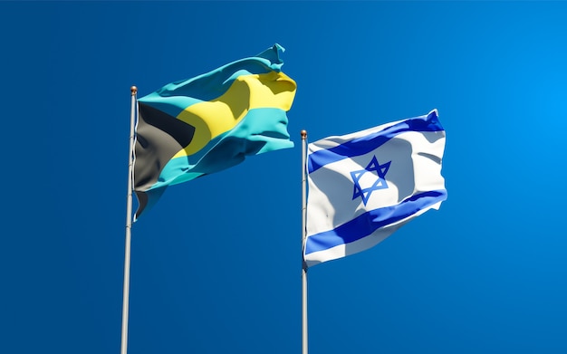 flag di stato di Israele e Bahamas insieme sullo sfondo del cielo