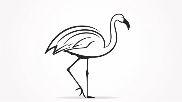 Flamingo disegno a una linea Simbolo estivo disegnato a mano singola continua