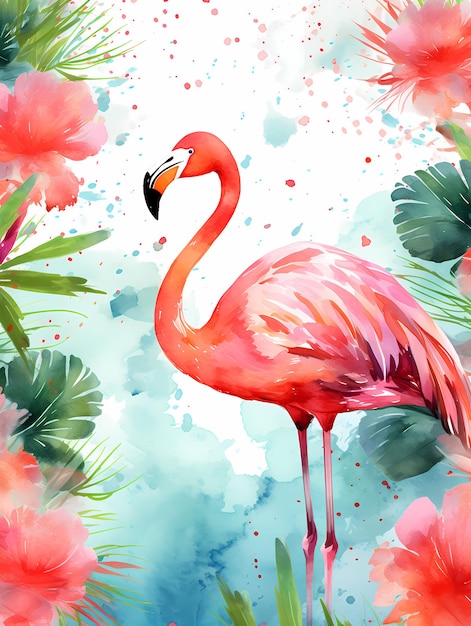 Flamingo Dreams Acquarello Splash Pattern con dettagli sottili