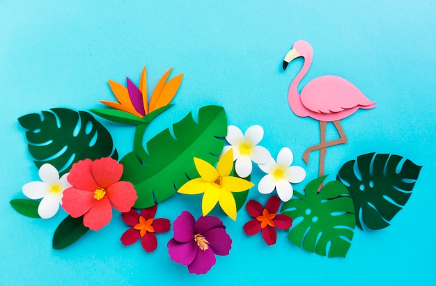 Flamingo Nature Papercraft lascia le piante