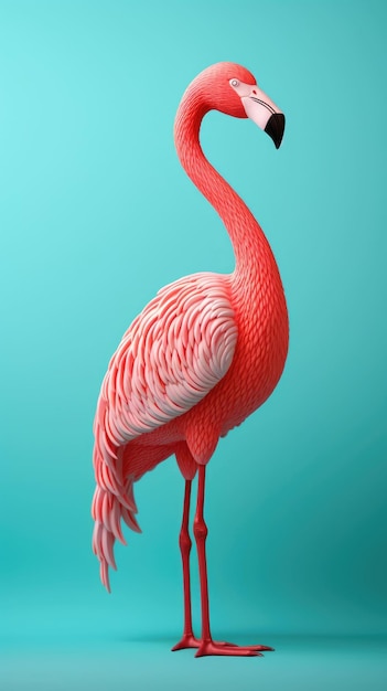 Flamingo personaggio artigianale con sfondo di studio isolato