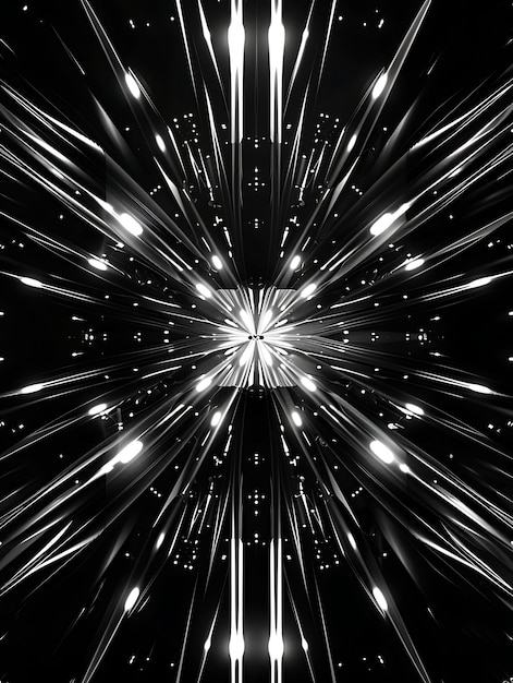 Flares di luce a specchio con flares simmetrici e Silver Col Glowing Texture Y2K Collage Light Art