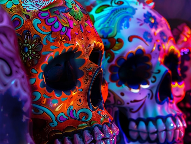 Flat dia de muertos celebrazione illustrazione teschio messicano