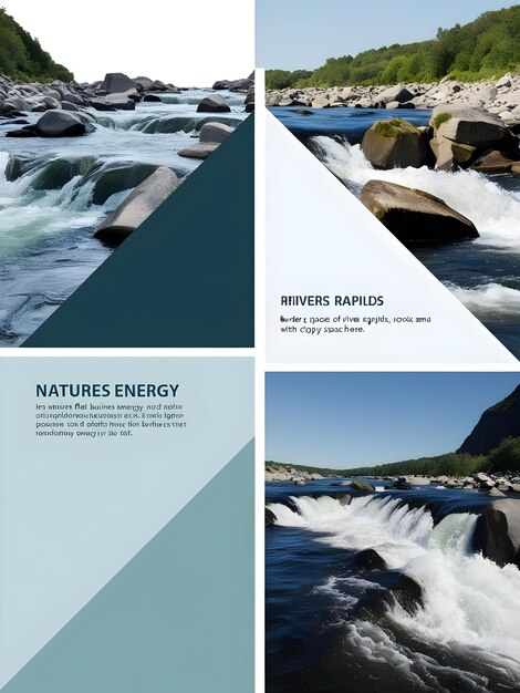 Flat River Rapids e Rocks Border Frame con il concetto di Copy Space come una cornice di confine con il fiume r