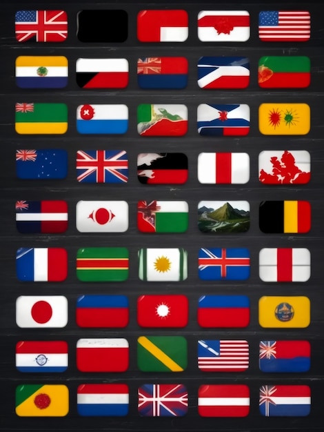 Flat Round Most Popular Flags Vector Collection Set vettoriale di icone delle bandiere nazionali