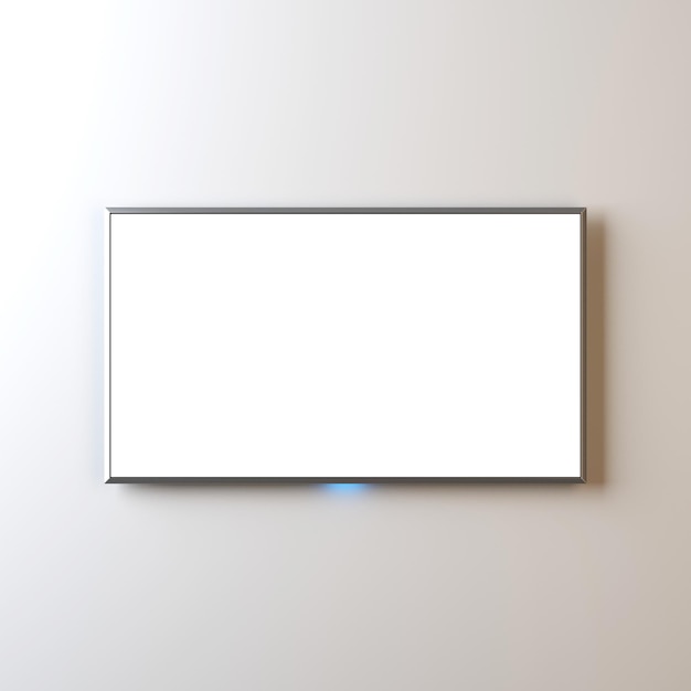 Flat Smart TV Mockup con schermo vuoto appeso al muro realistico rendering 3d di TV Led